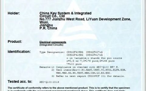 中科芯高性能MCU产品获TÜV莱茵认证