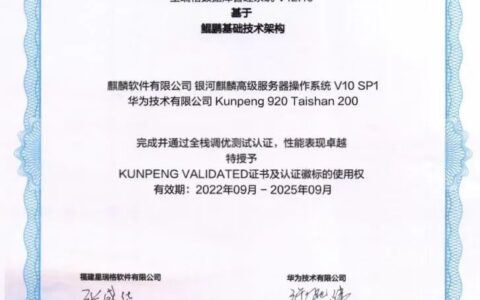 福建星瑞格软件有限公司星瑞格数据库管理系统V12.10获得鲲鹏Validated认证