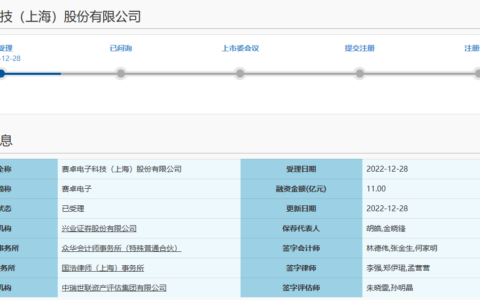 赛卓电子科创板IPO获受理！主打位置传感器芯片，募资11亿研发车规级芯片