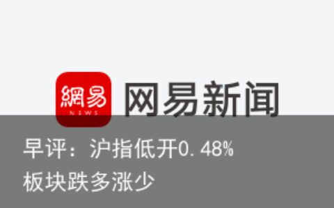 早评：沪指低开0.48% 板块跌多涨少