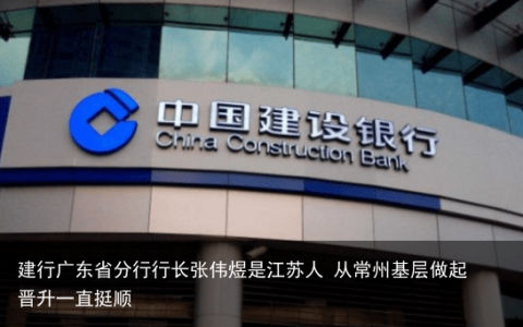建行广东省分行行长张伟煜是江苏人 从常州基层做起 晋升一直挺顺