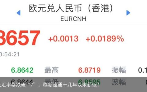 震惊！欧元汇率暴跌破“7”，刷新流通十几年以来新低！