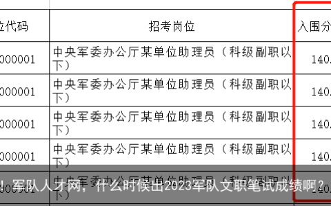 等待！军队人才网，什么时候出2023军队文职笔试成绩啊？