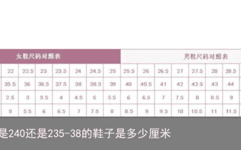 38的鞋子是240还是235-38的鞋子是多少厘米