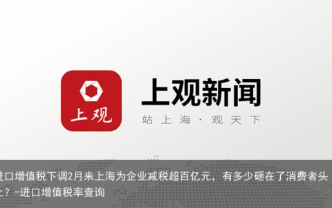 进口增值税下调2月来上海为企业减税超百亿元，有多少砸在了消费者头上？-进口增值税率查询