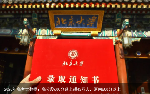 2020年高考大数据：高分段600分以上超43万人，河南600分以上达4.9万人！(2020年河南省高考600分以上有多少人)