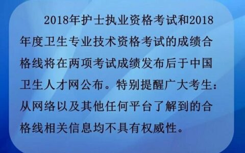 【中国卫生人才网官方发布】2018年护士资格考试和卫生专业资格考试成绩合格线将在两项考试成绩发布后公布(中国卫生人才网 入口2019年护师成绩查询)