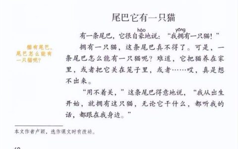 三年级课文《尾巴它有一只猫》并无反讽意味，反而倡导错误的理念-尾巴它有一只猫主要讲了什么内容