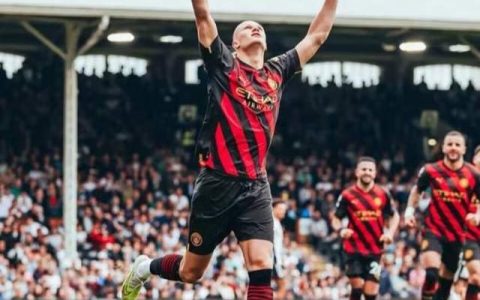 曼城2-1！哈兰德张开双臂双手指天，阿根廷球星独造2球，瓜帅笑了-曼城队长哈兰德