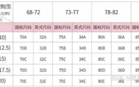 黛安芬小课堂：文胸尺码对照表标准版-文胸大小尺码表图片