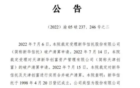 宣告破产！《信托法》颁布以来首家！