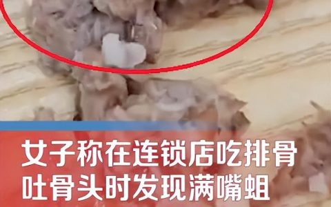 超级恶心！女子吃黄焖排骨发现满嘴是蛆，商家愿赔4888元但有条件（排骨生蛆了还能吃吗）