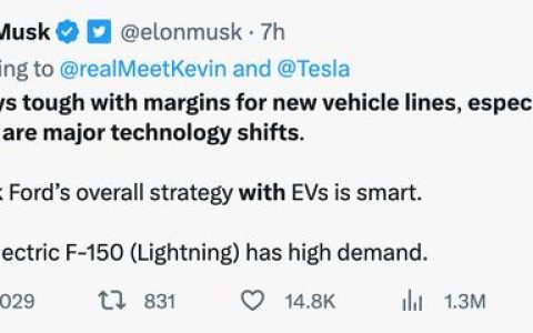 电动车价格战仍在继续 福特CEO：这一趋势令人担忧（福特电车价格及图片）