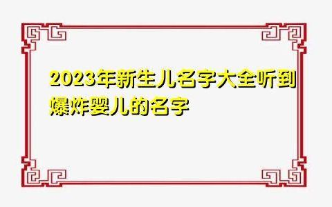 2023年新生儿名字大全 听到爆炸婴儿的名字-2022新生儿名字男
