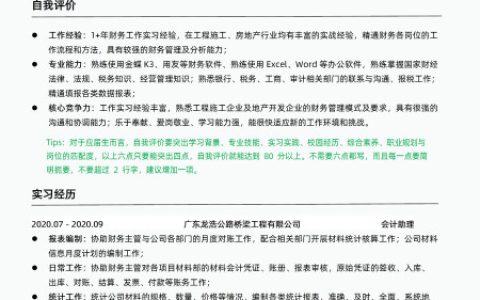 HR指导过的财务/会计优质简历模板简历范文可下载word自行编辑（财务简历相关技能怎么写）