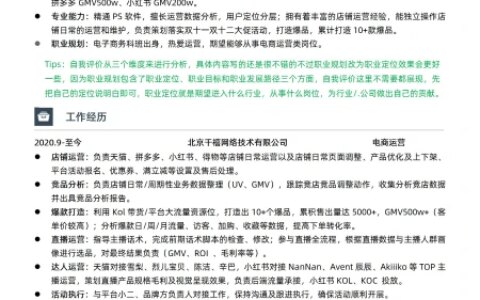 HR指导-电商运营求职优质简历模板简历范文可借鉴-电商运营应聘一般问什么问题