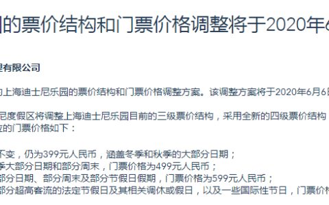 上海迪士尼明年6月起对门票价格作出调整，最高价调至699元-上海迪士尼票价调整