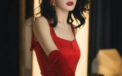 迪丽热巴晒红裙卷发造型，美艳动人的身姿，攻破外界“怀孕”谣言-迪丽热巴红裙子什么牌子