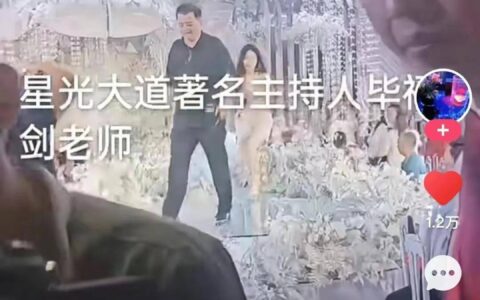 毕福剑霸气穿黑衣参加婚礼，牵手美女主持婚礼引人围观