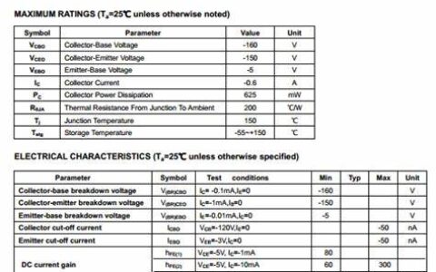 2N5401的放大倍数是多少(2n5401参数与管脚图)