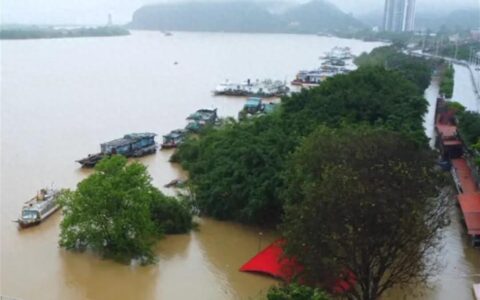 洪水侵袭广东清远英德，商户：店铺和仓库都被淹，店里面水有两米多深