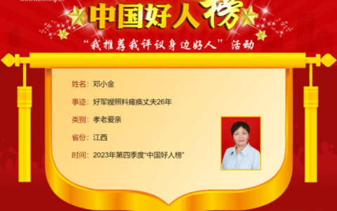 【邓氏喜讯】热烈祝贺邓小金荣登中国好人榜、荣获“中国最美家庭”