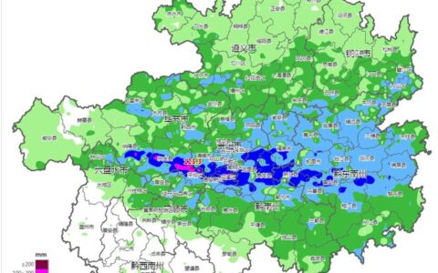 贵州省中东部地区出现大到暴雨，39县境内降冰雹